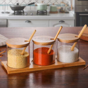 3-Piece Glass Seasoning Jar Set – 300 mL