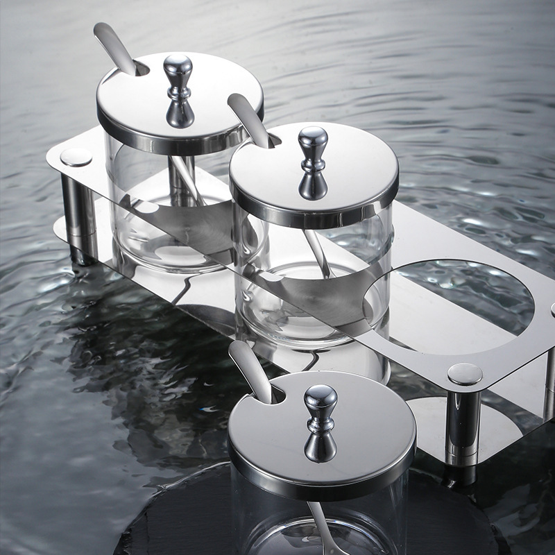 High-Borosilicate Glass Seasoning Jar with Stainless Steel Rack - Image 4