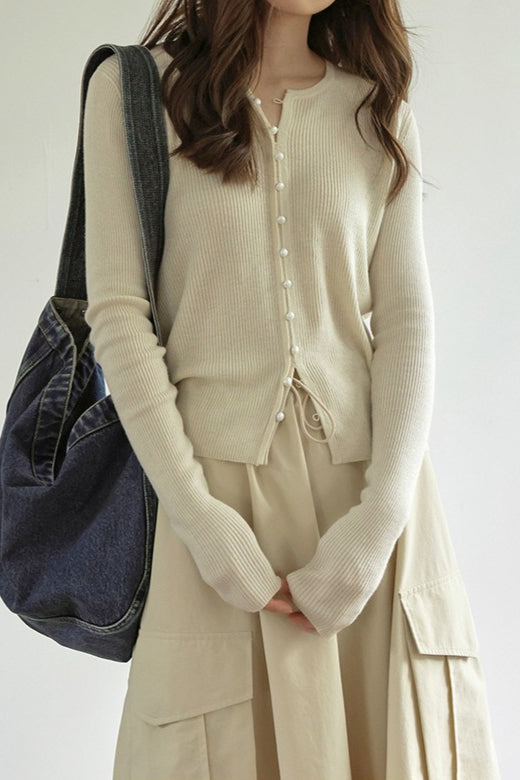 Sleek Wool Knit Cardigan