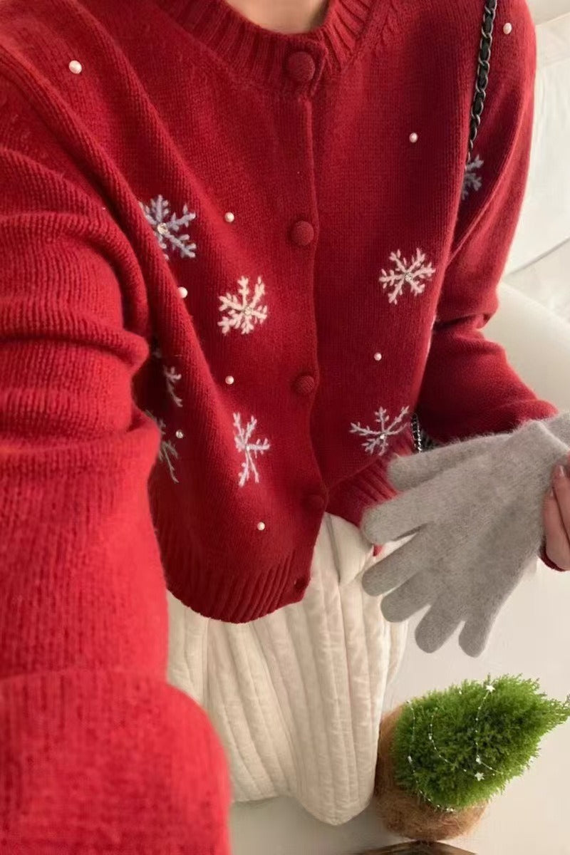 Snow Pattern Knit Cardigan