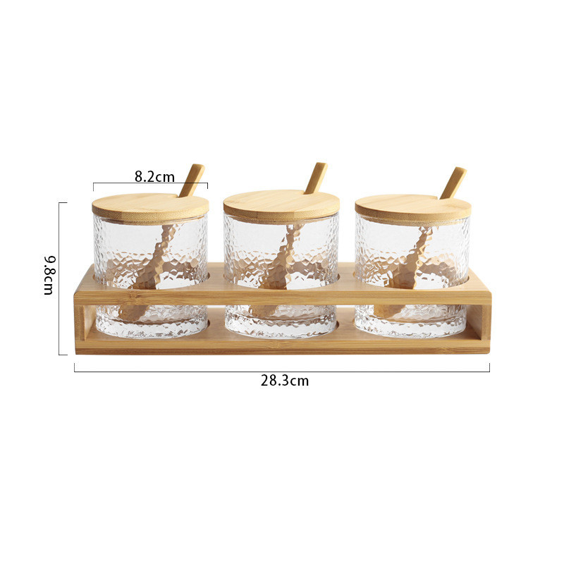 3-Piece Glass Seasoning Jar Set with Bamboo Lid & Rack - Image 6