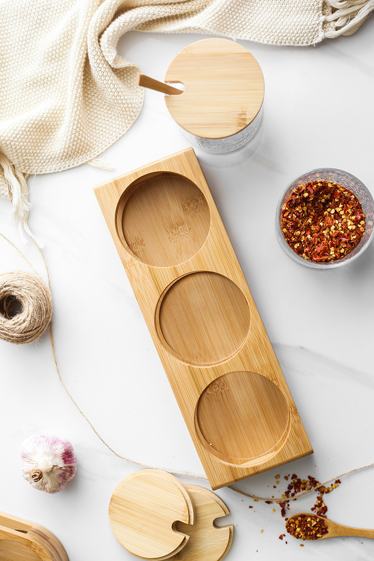 3-Piece Glass Seasoning Jar Set with Bamboo Lid & Rack - Image 5