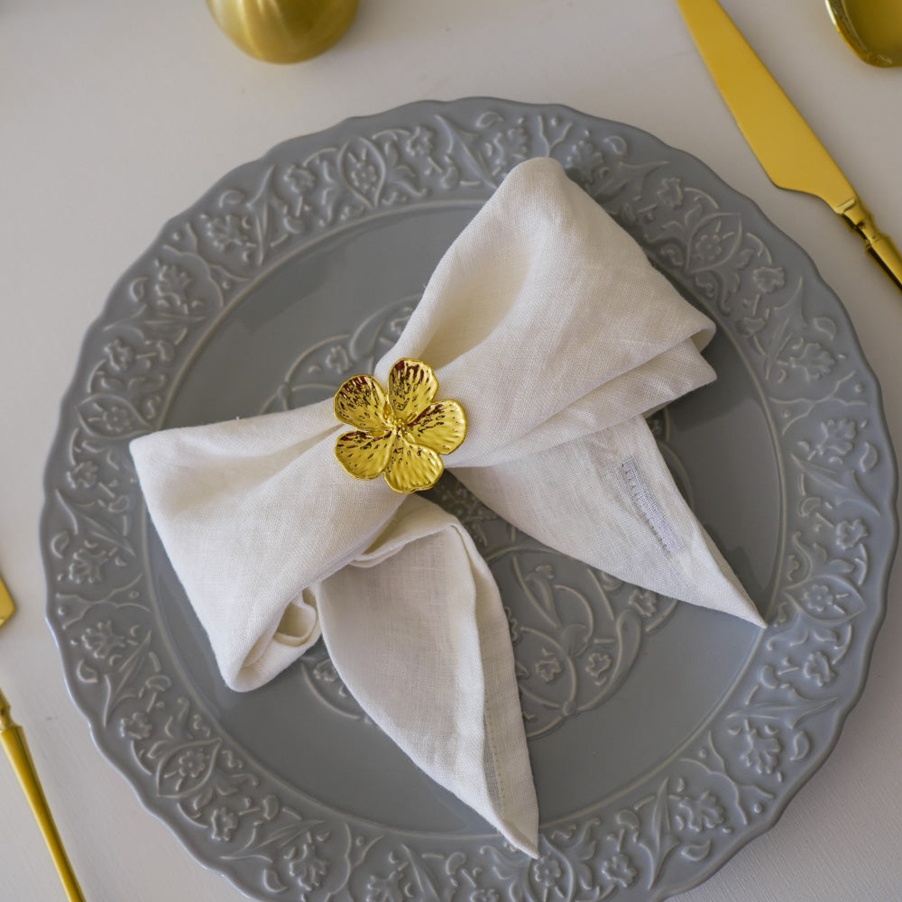 Flower Napkin Rings – Gold Metal Finish – Sets of 4, 6 or 8 - Image 2