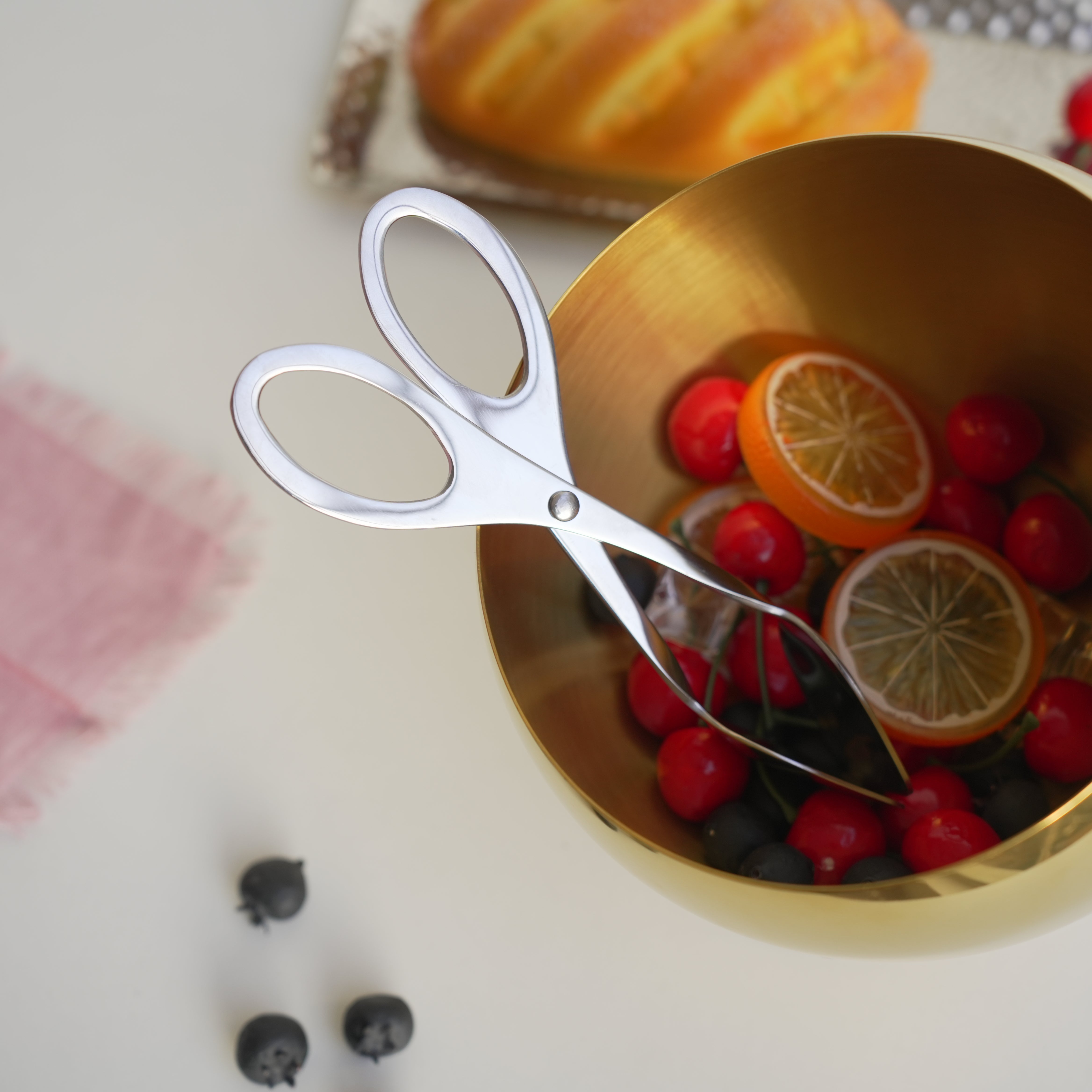 Scissor-Style Stainless Steel Clip Tongs – Gold & Silver - Image 3
