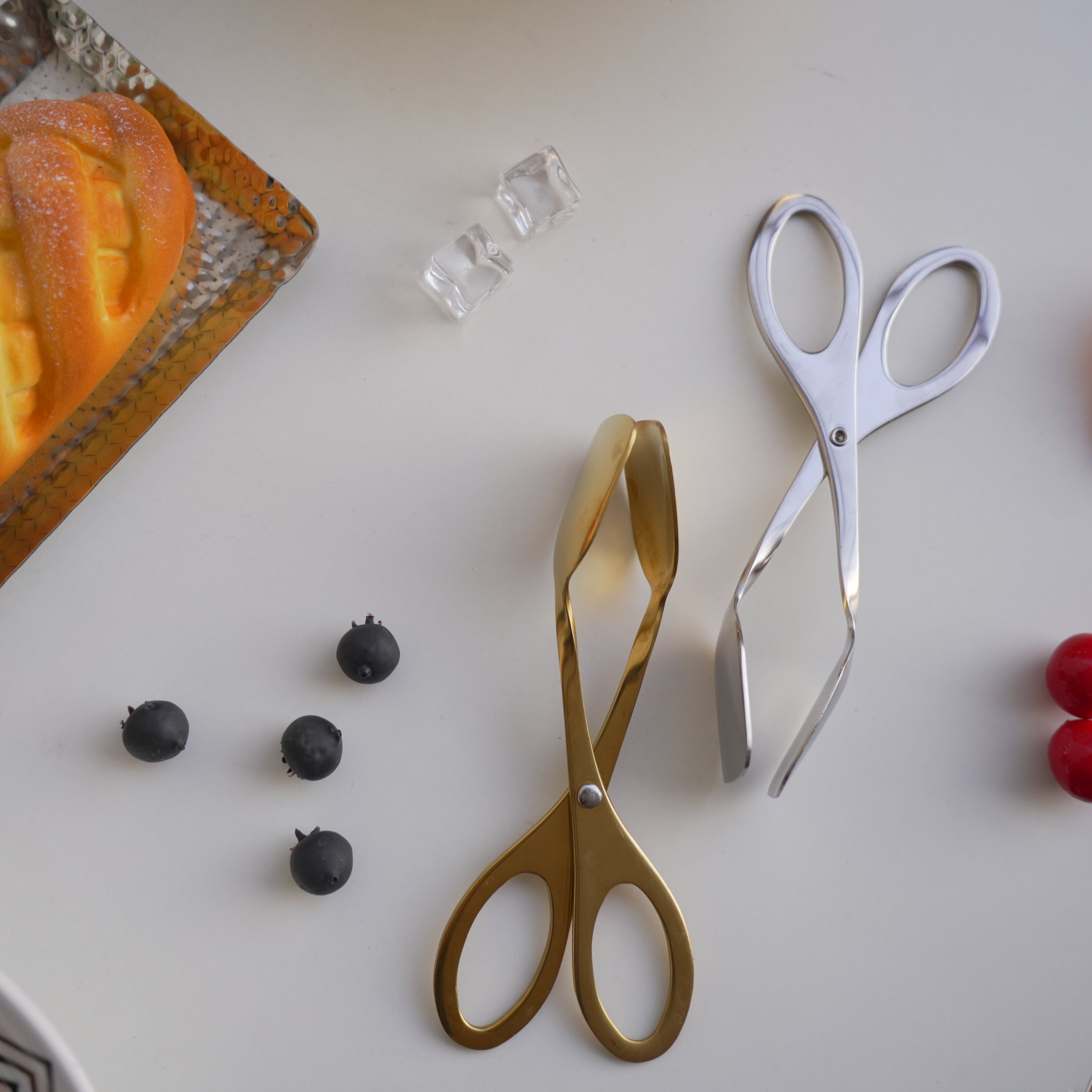Scissor-Style Stainless Steel Clip Tongs – Gold & Silver - Image 15