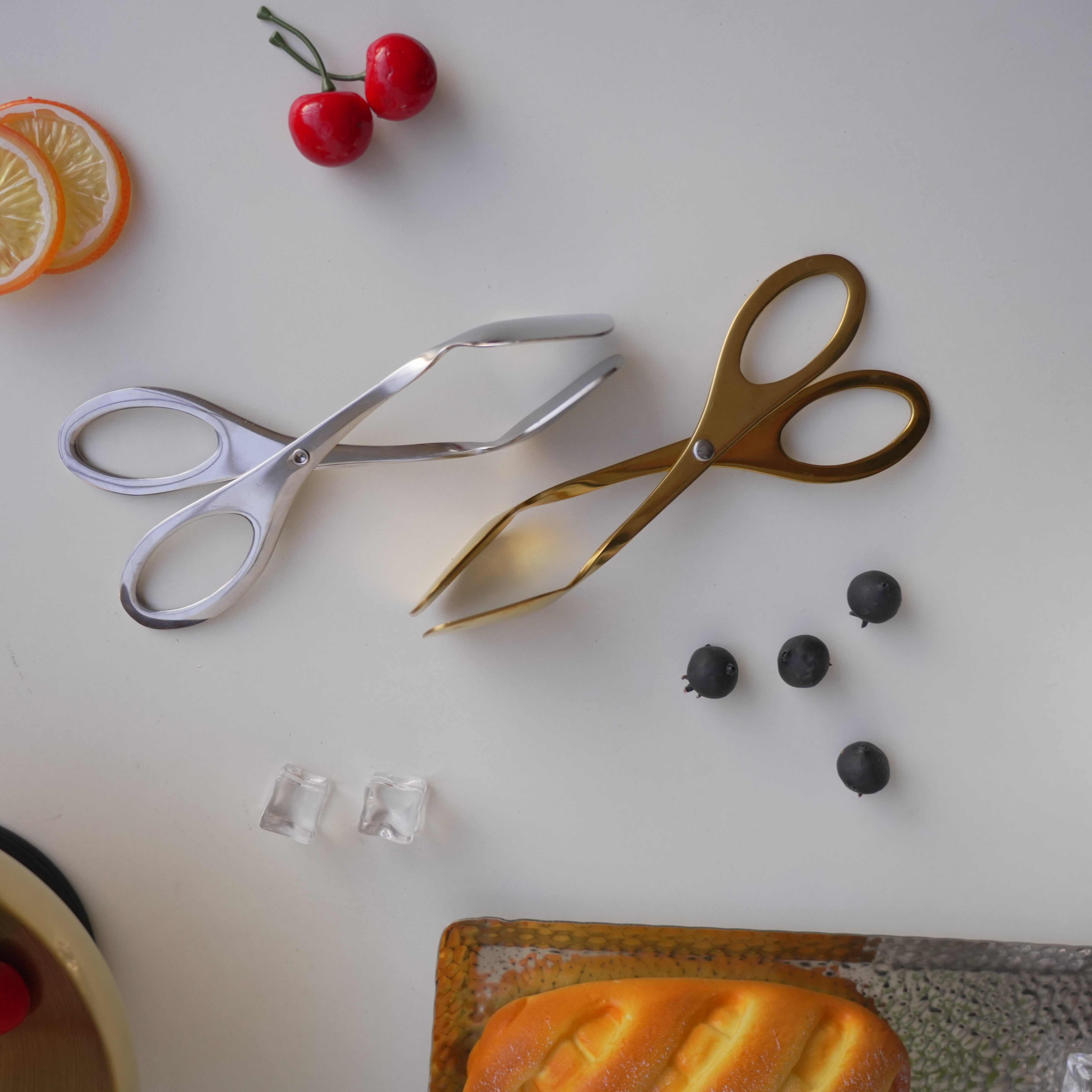 Scissor-Style Stainless Steel Clip Tongs – Gold & Silver - Image 16