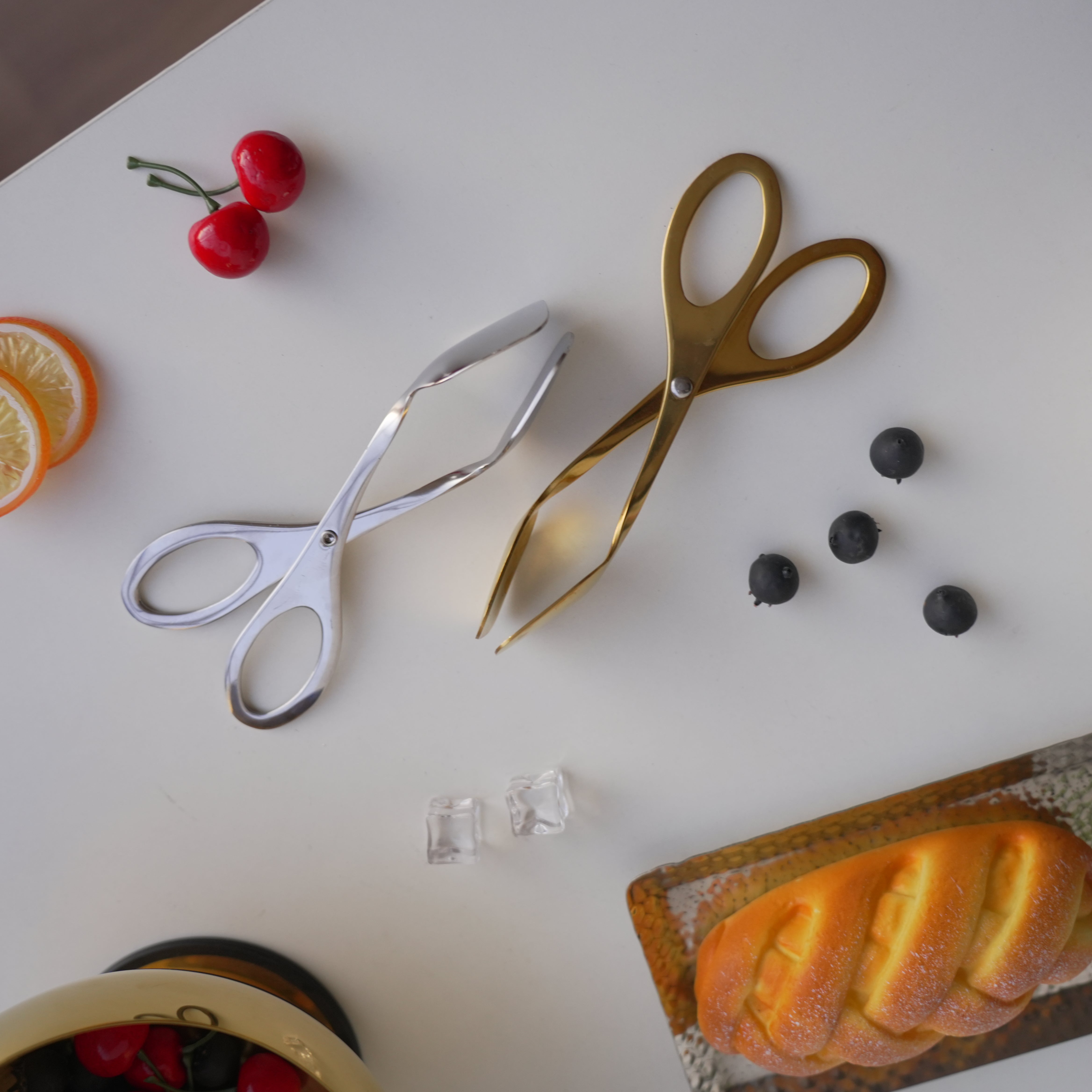 Scissor-Style Stainless Steel Clip Tongs – Gold & Silver - Image 17