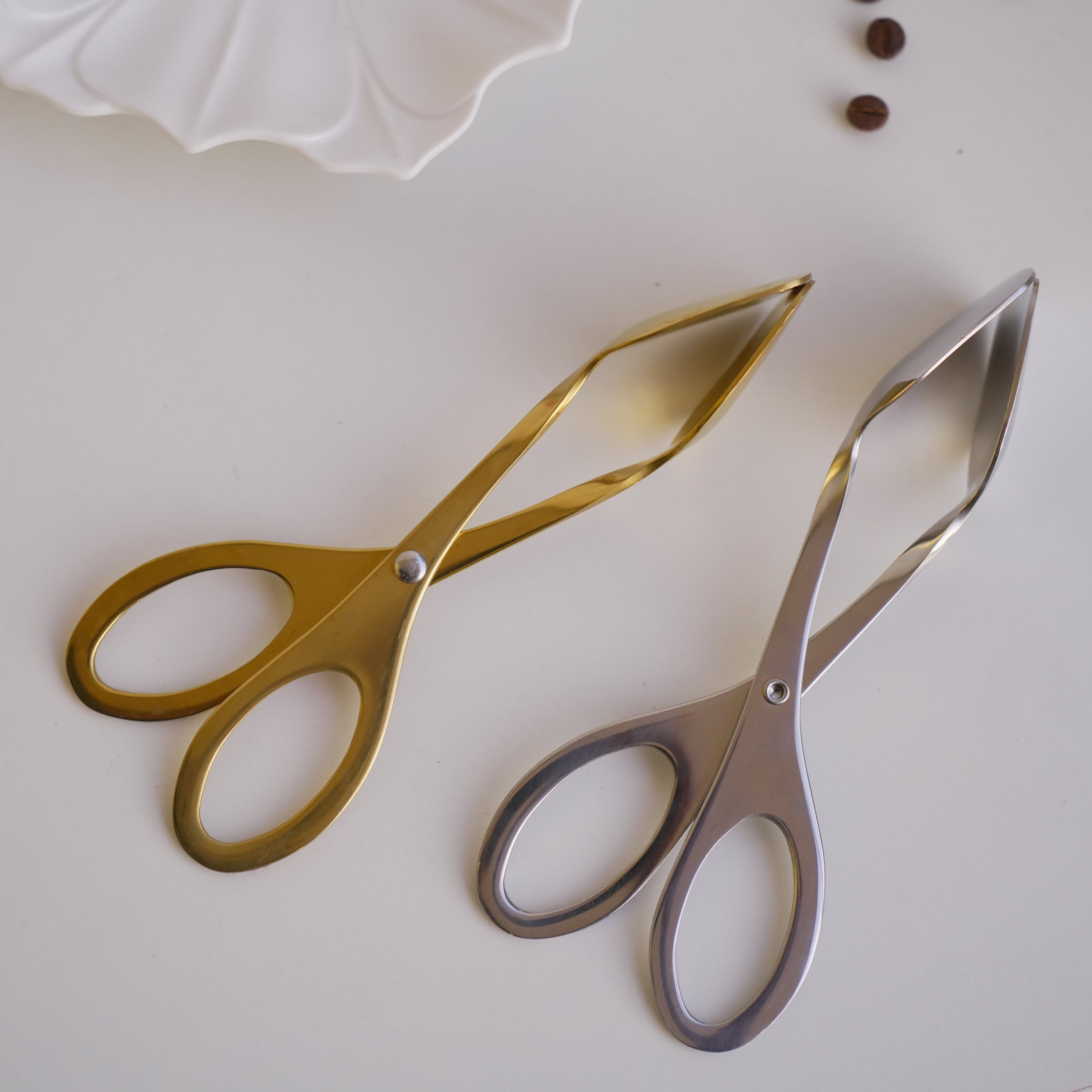 Scissor-Style Stainless Steel Clip Tongs – Gold & Silver - Image 11