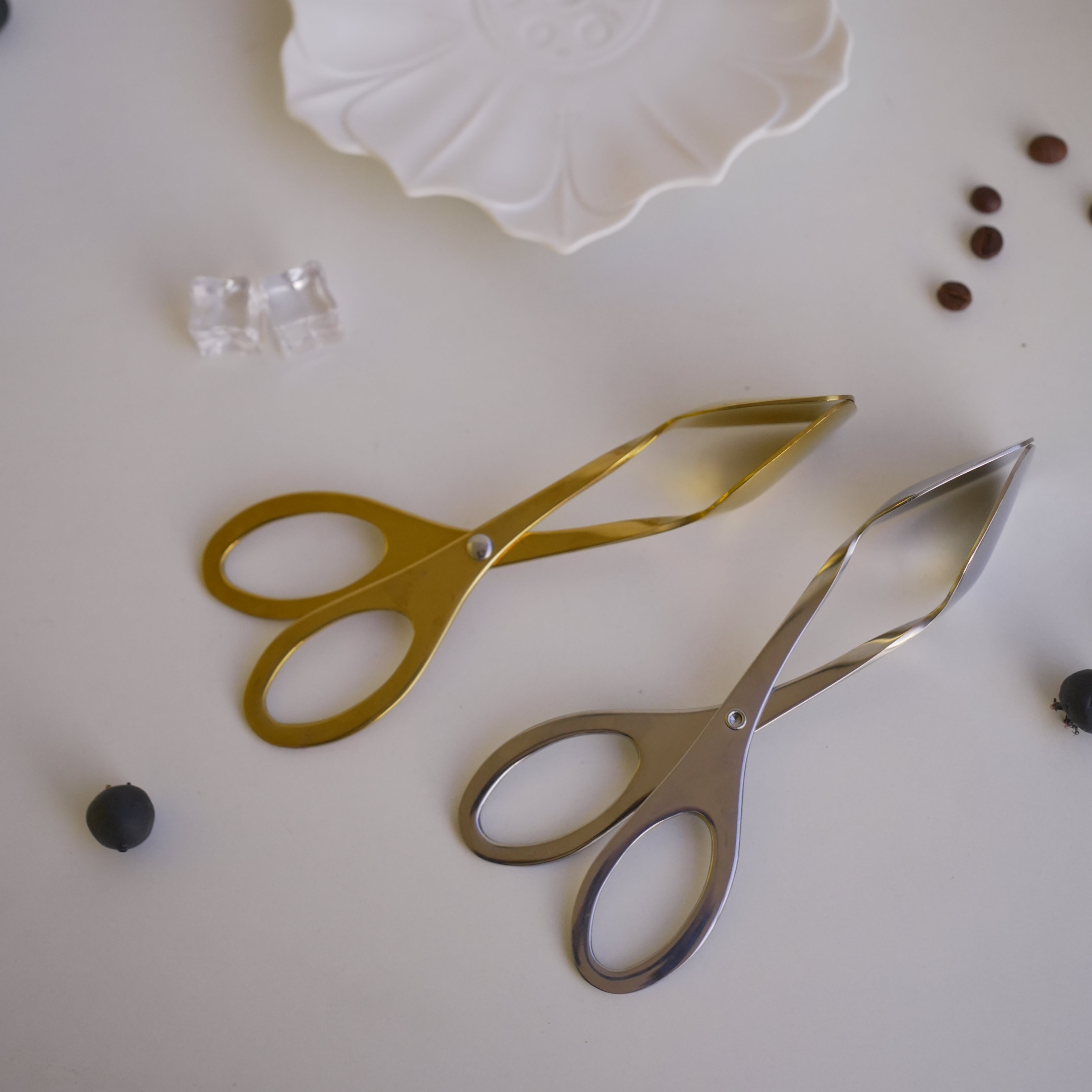 Scissor-Style Stainless Steel Clip Tongs – Gold & Silver - Image 19