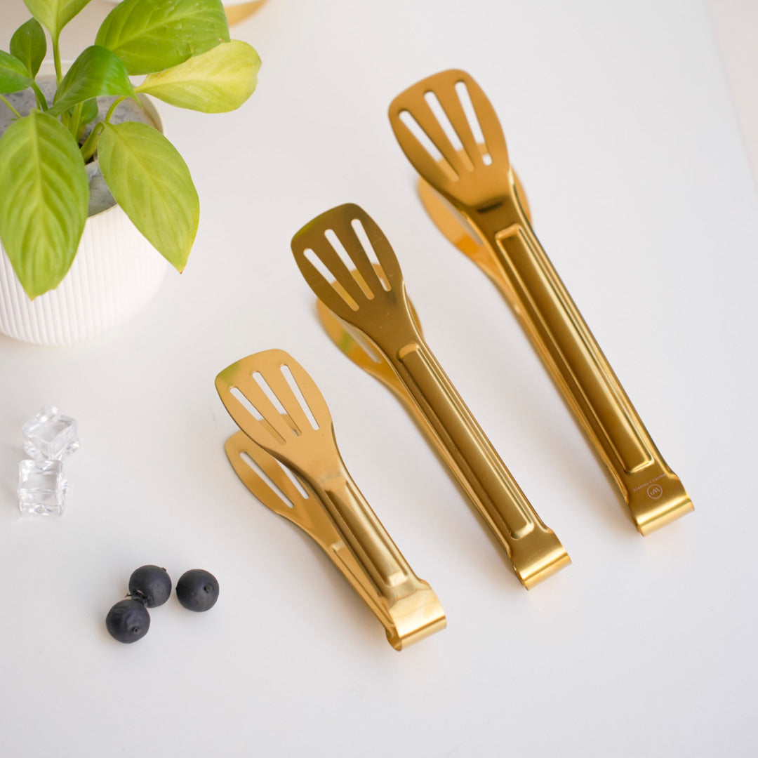 Stainless Steel Multipurpose Tongs – 4 Sizes – Gold & Silver - Image 10