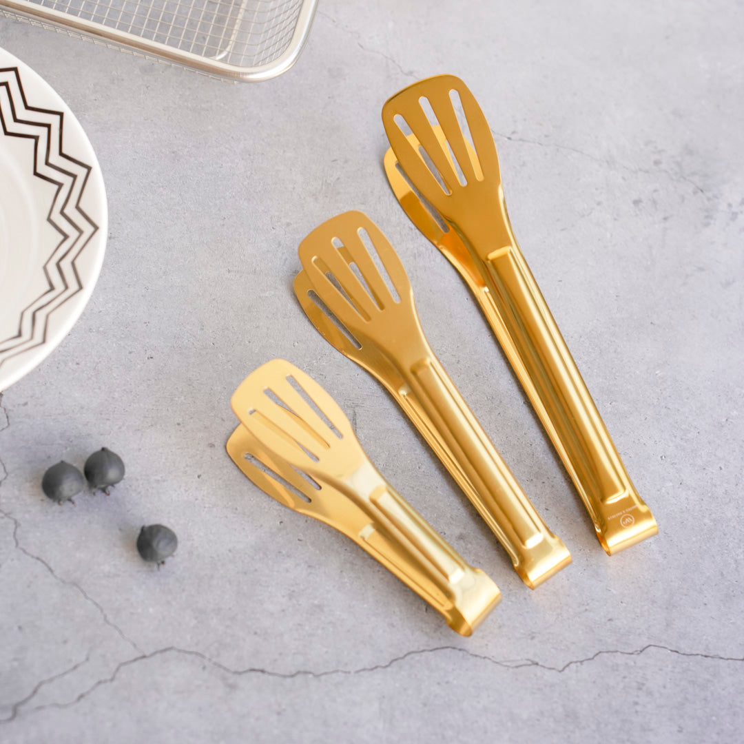 Stainless Steel Multipurpose Tongs – 4 Sizes – Gold & Silver - Image 2