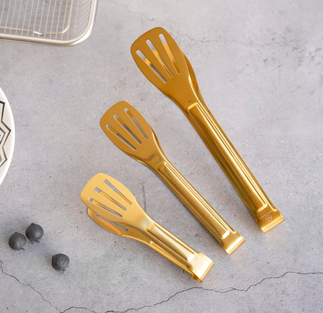 Stainless Steel Multipurpose Tongs – 4 Sizes – Gold & Silver - Image 8