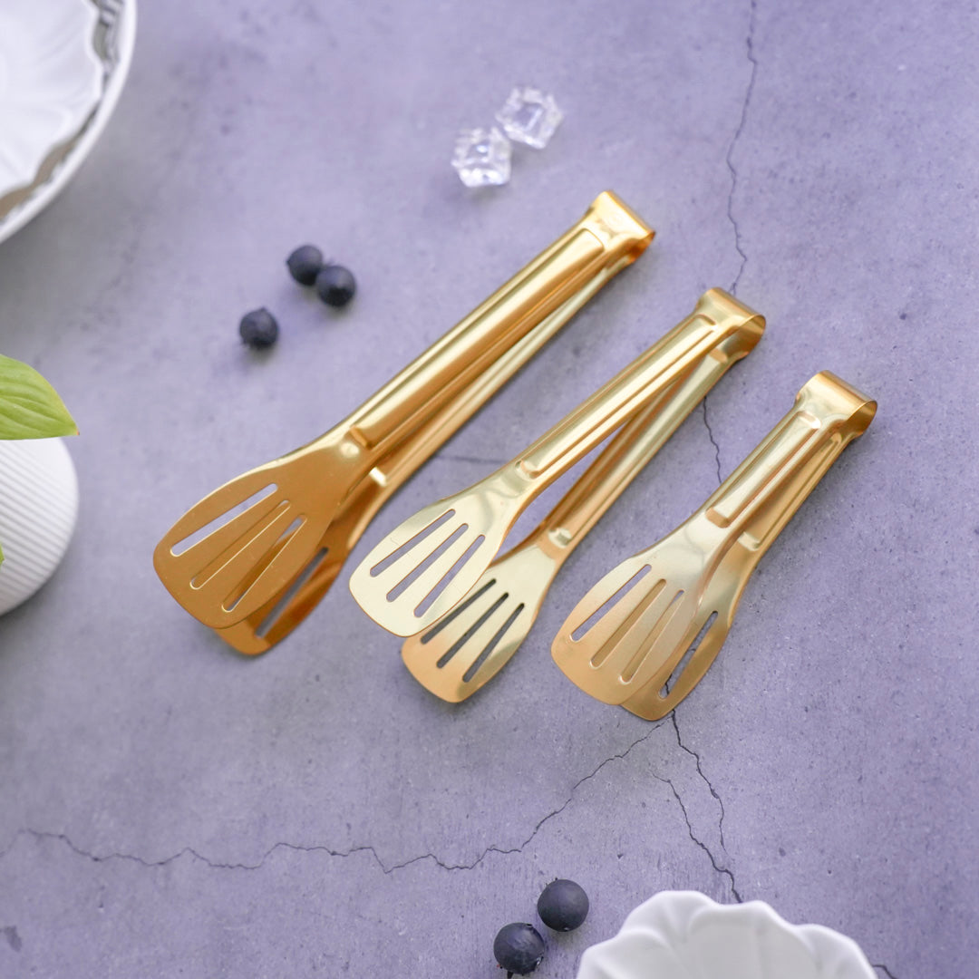 Stainless Steel Multipurpose Tongs – 4 Sizes – Gold & Silver - Image 4