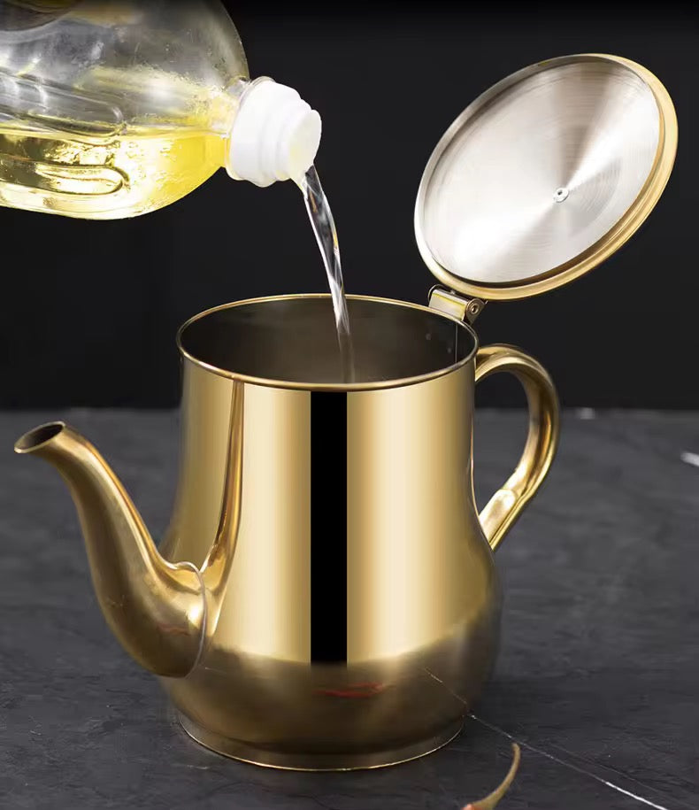 500 mL Stainless Steel Teapot Jug & Oil Dispenser – Gold - Image 2
