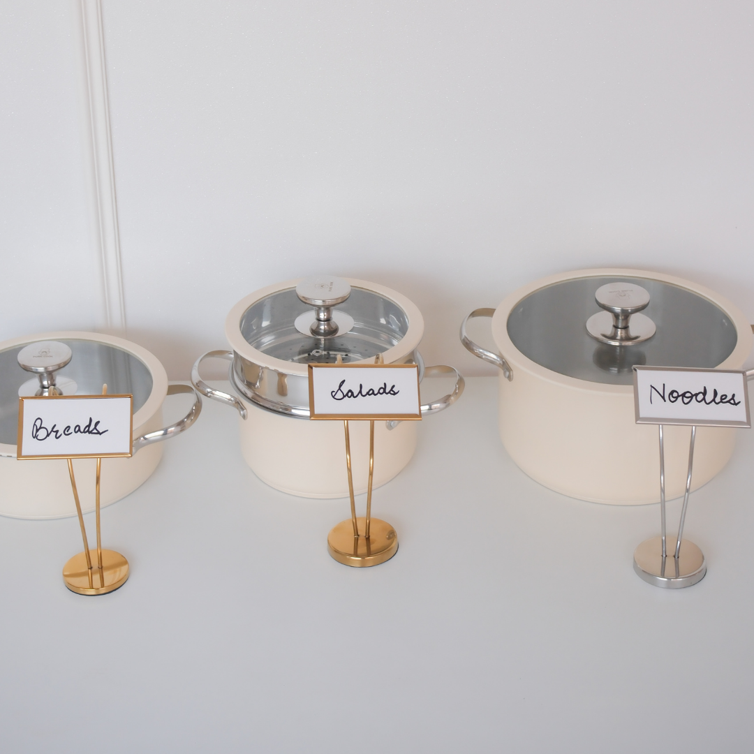 8-Inch Metal Buffet Dish Name Stand – Gold & Silver - Image 4