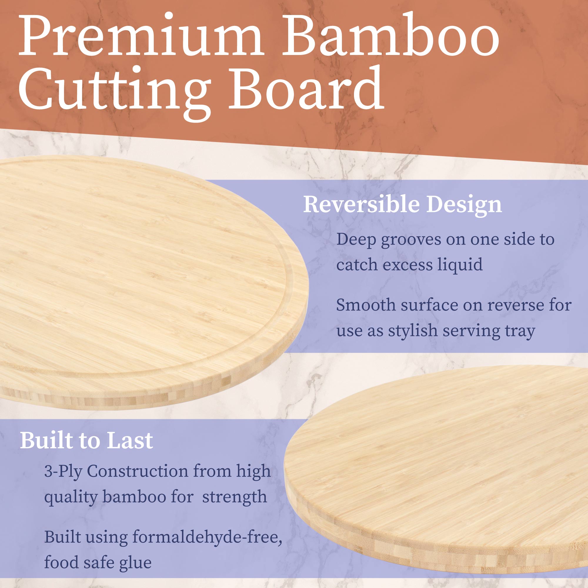 Grooved Oval Bamboo Cutting Board - Image 3