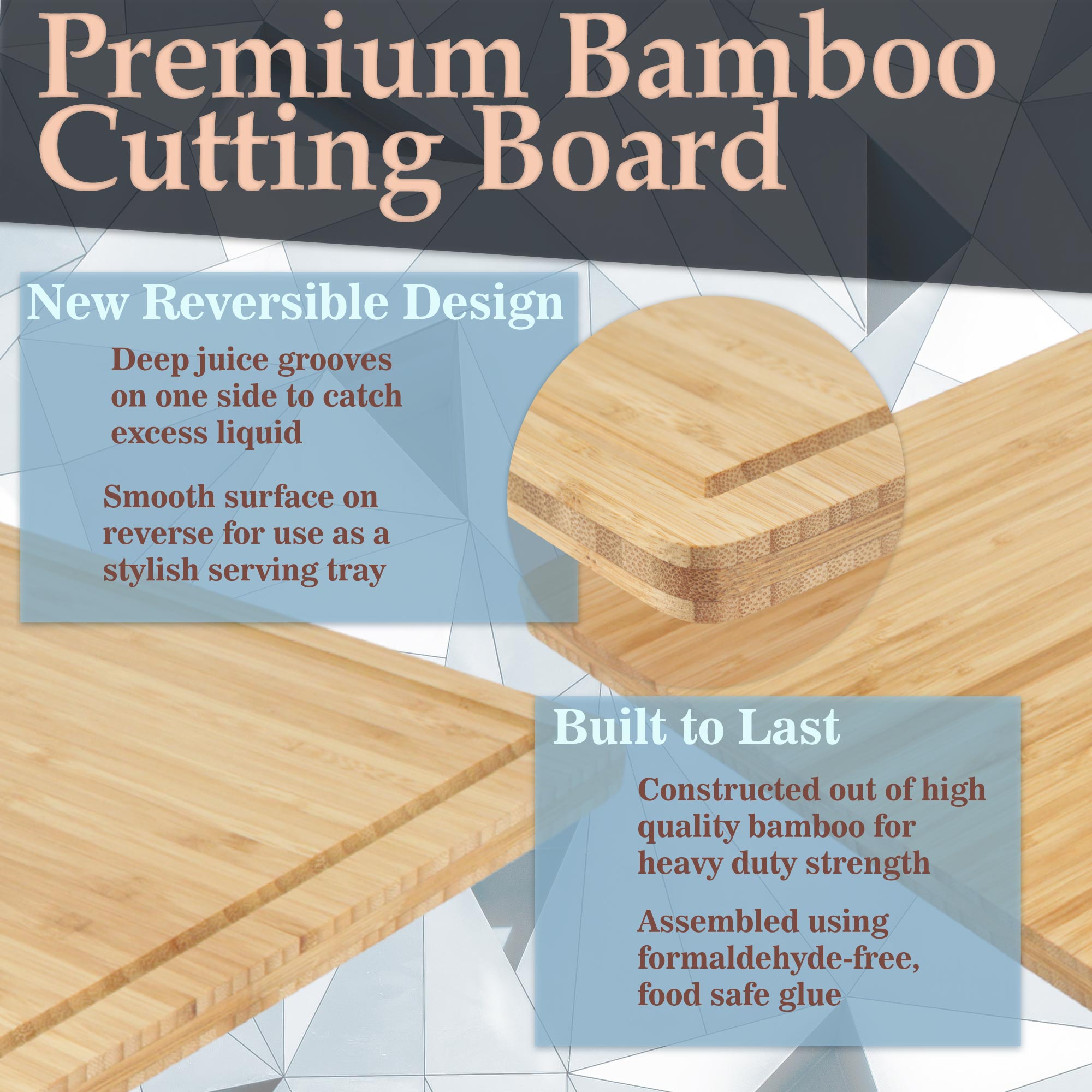 Grooved Bamboo Cutting Board – 16.85" x 11.75" x 0.5" / 0.6" - Image 4