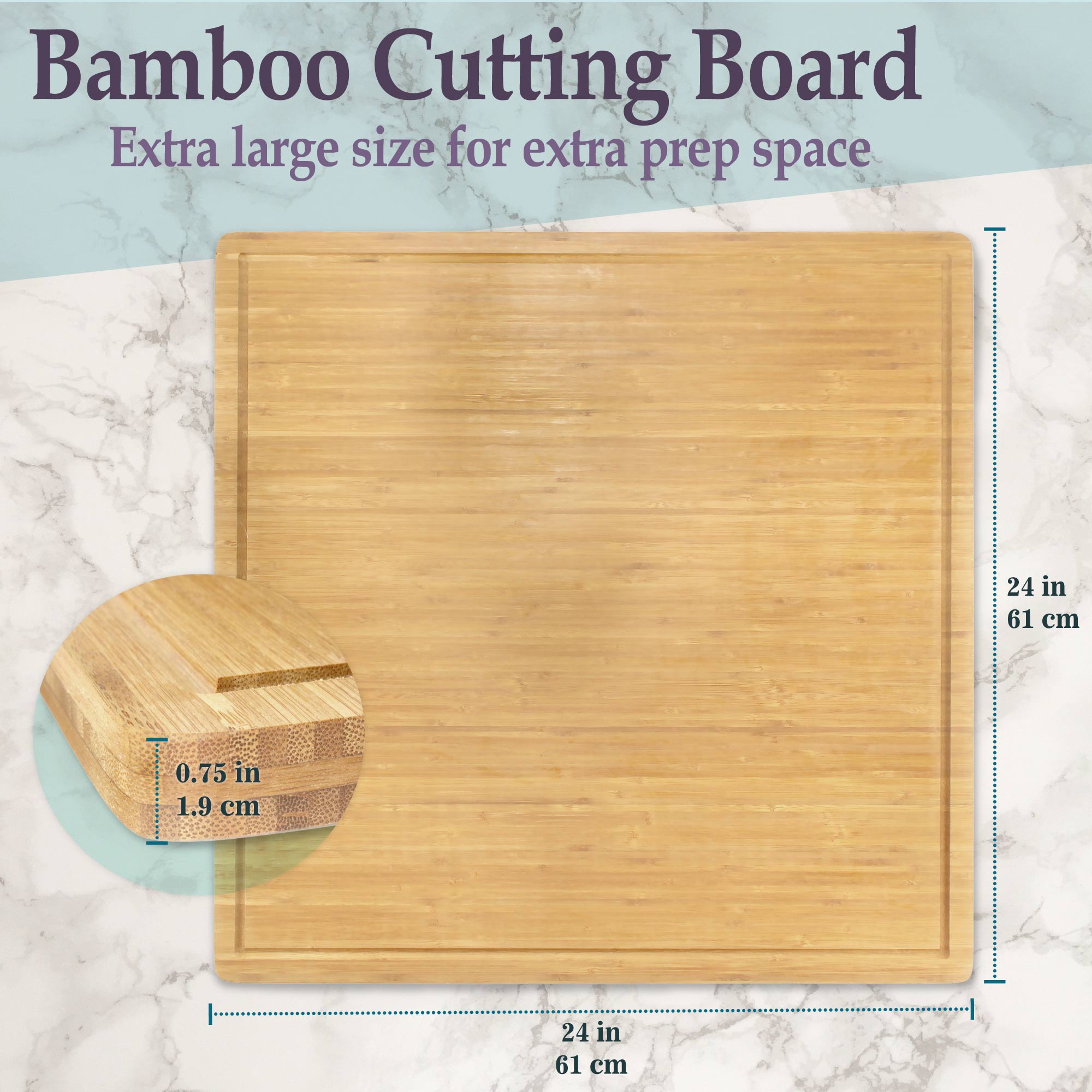 Extra-Large Flat / Grooved Bamboo Cutting Board - Image 7