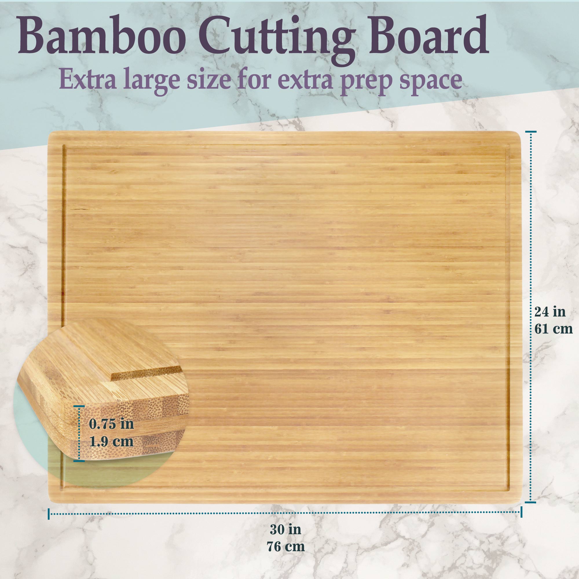 Extra-Large Flat / Grooved Bamboo Cutting Board - Image 8
