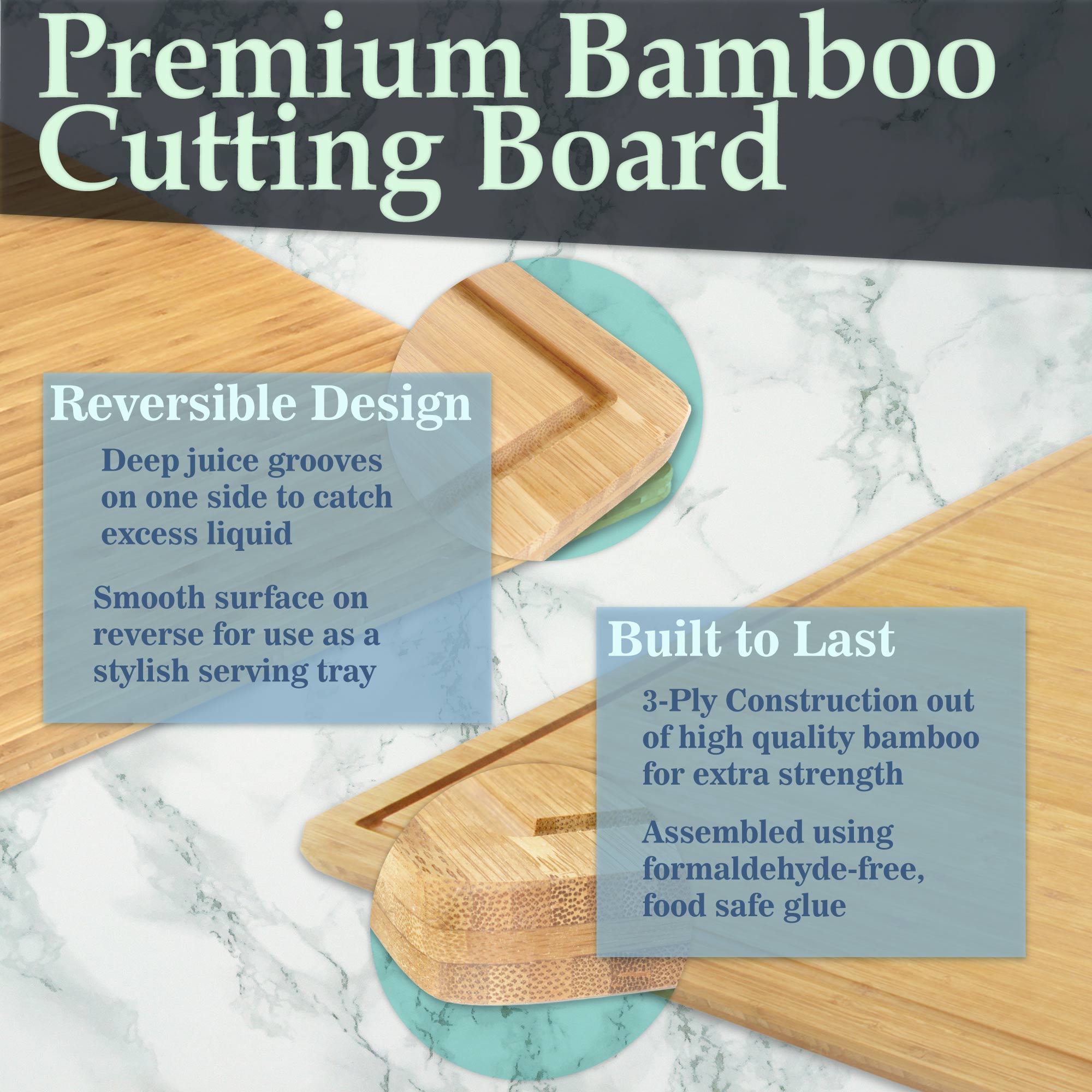 Extra-Large Flat / Grooved Bamboo Cutting Board - Image 9
