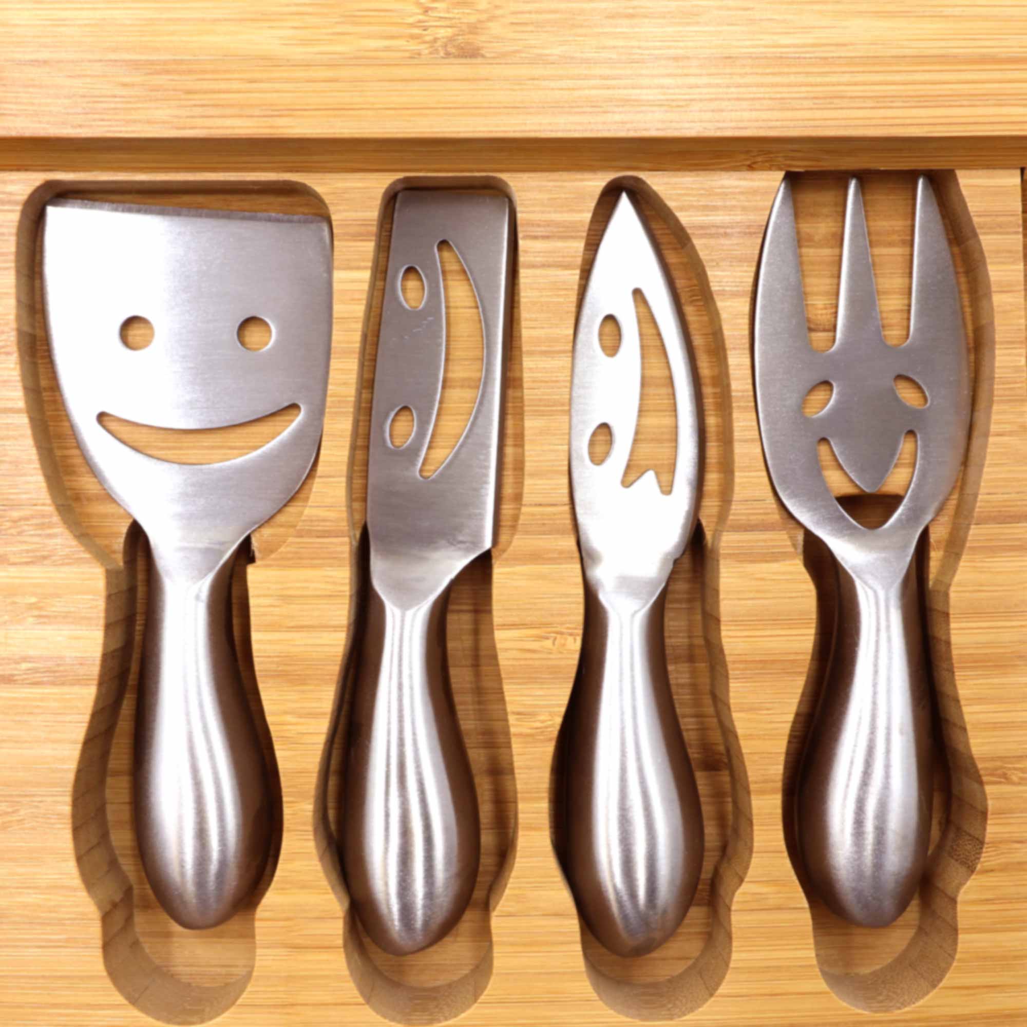 Bamboo Cheese & Sushi Serving Board with Cutlery Set - Image 3
