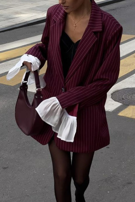 Vintage Striped Patchwork Blazer