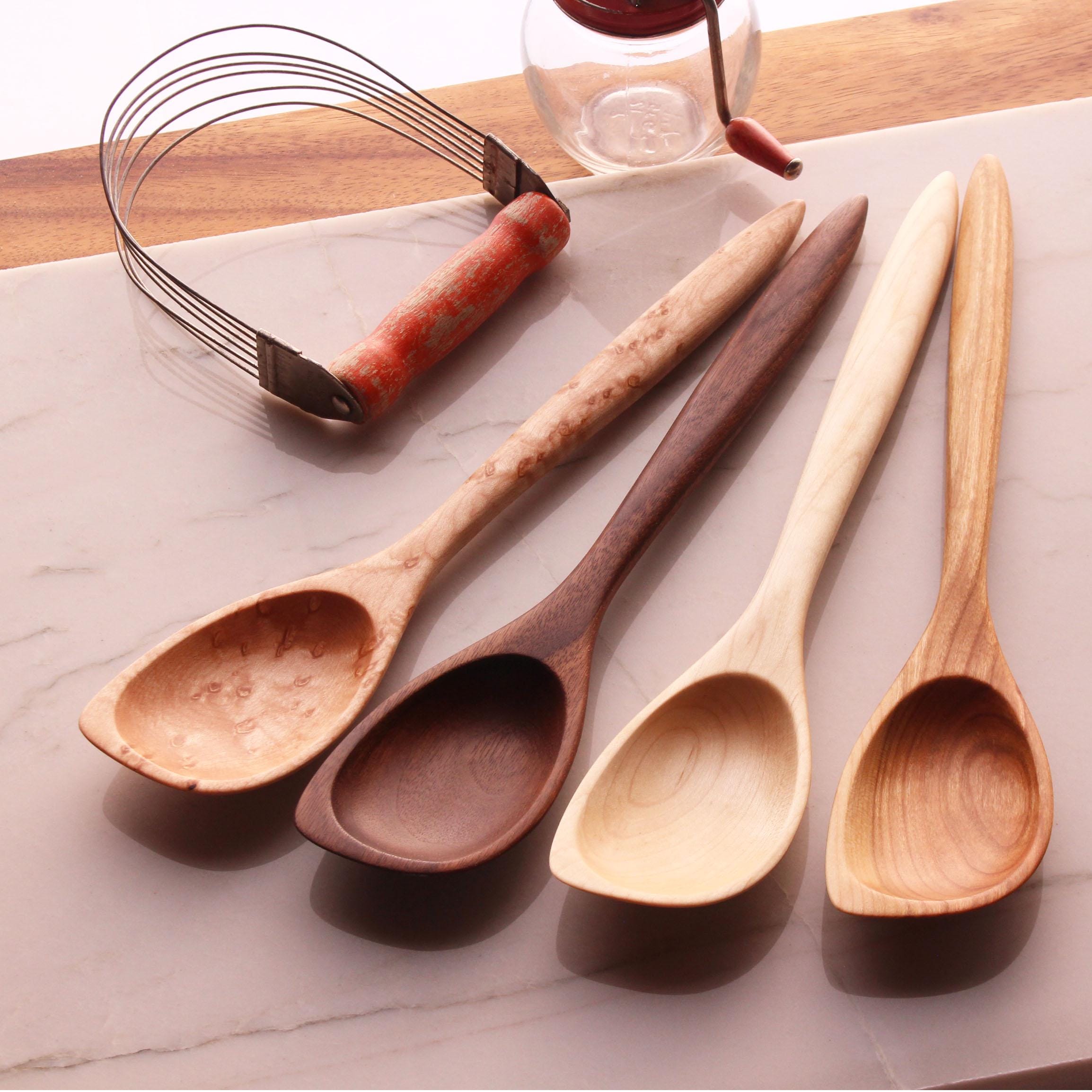 Wooden Spatula Spoon – Cherry, Walnut, Maple or Bird's Eye Maple