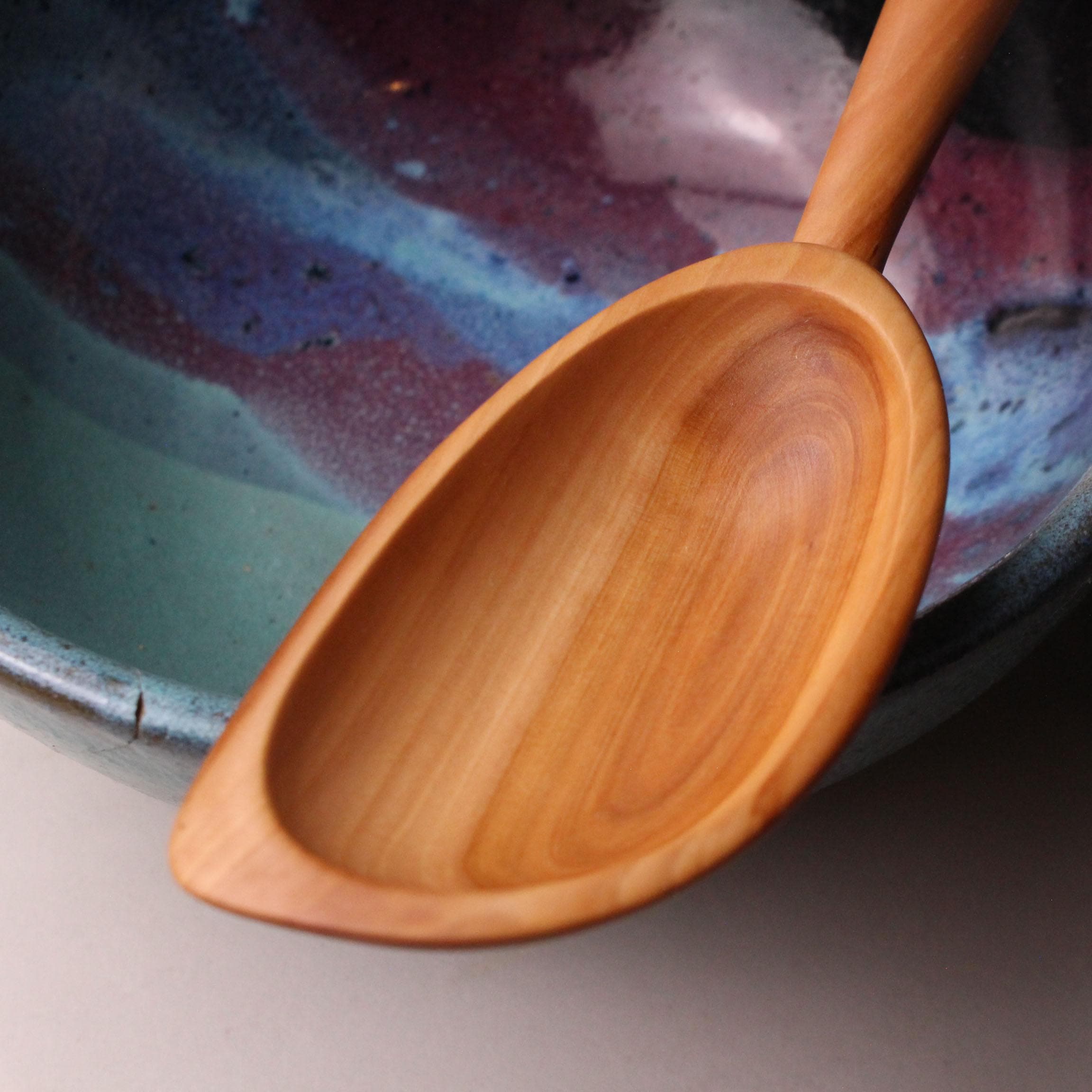 Wooden Stirring Spoon with Spatula End – Apple Wood - Image 6