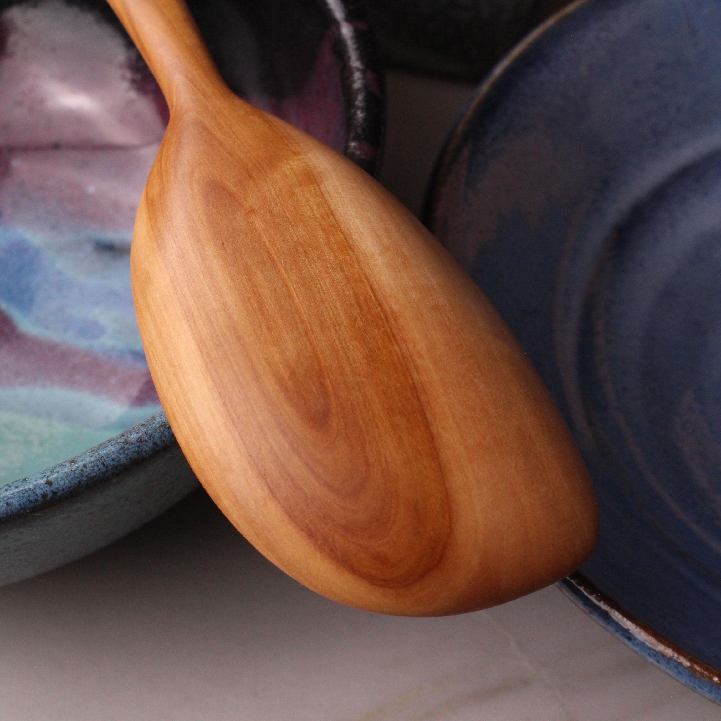Wooden Stirring Spoon with Spatula End – Apple Wood - Image 3