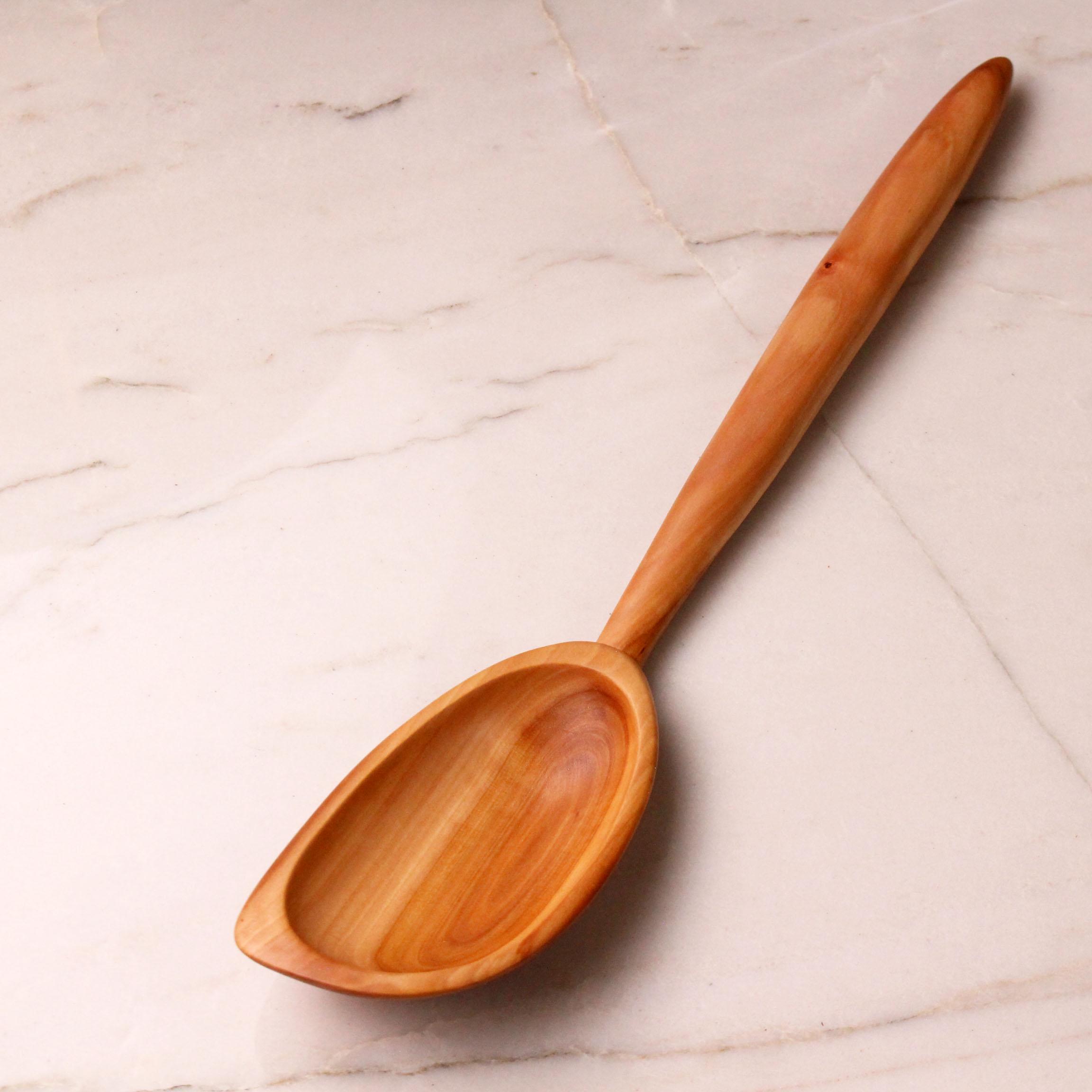 Wooden Stirring Spoon with Spatula End – Apple Wood - Image 4