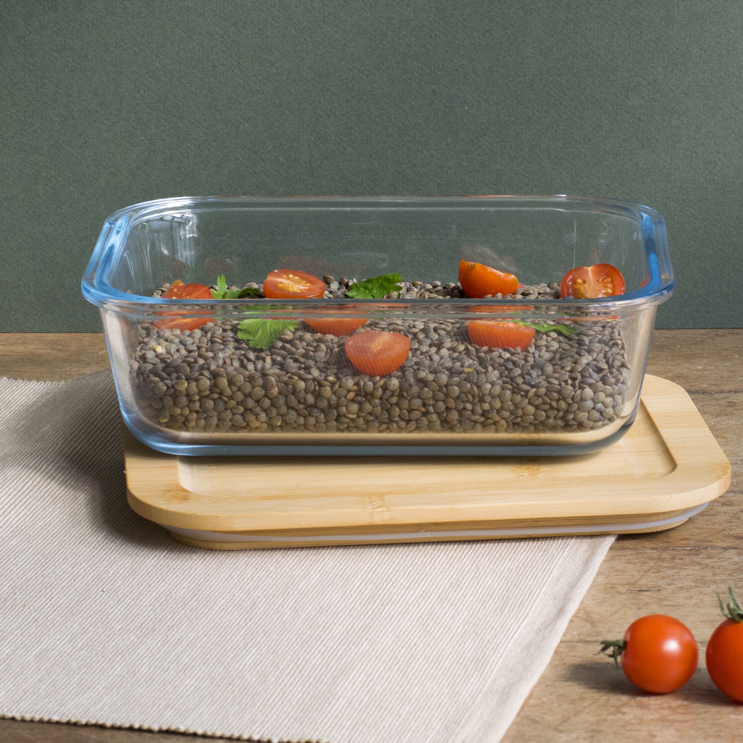 Rectangular Glass Food Storage Container with Bamboo Lid – 1500 mL - Image 2